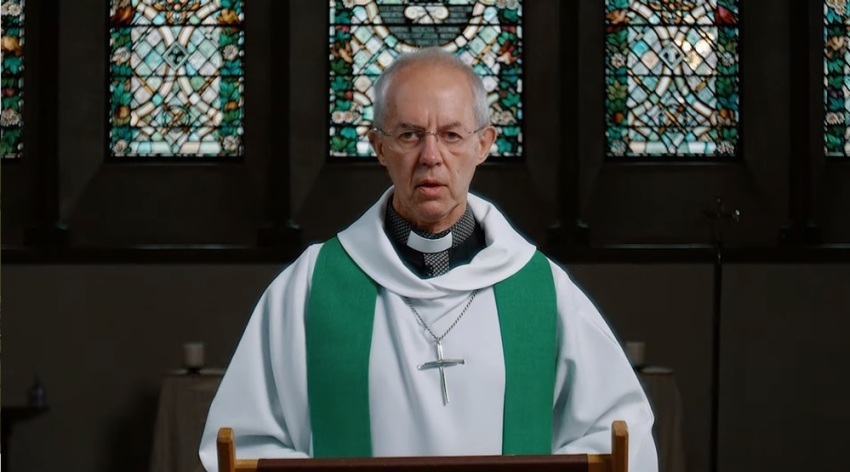 Archbishop of Canterbury Justin Welby preaches a sermon at the Washington National Cathedral in Washington, D.C., on Sept. 27, 2020.