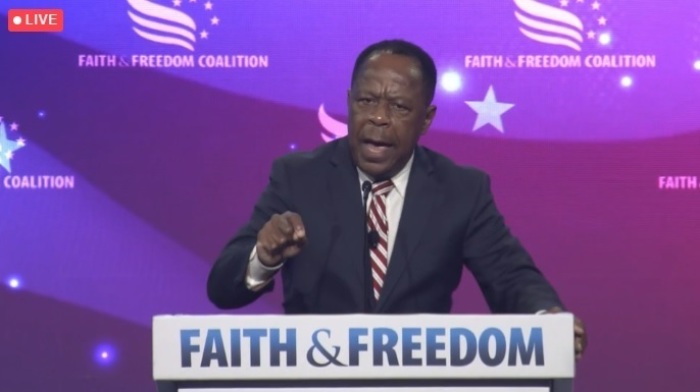 Civil rights attorney Leo Terrell speaks at the Faith & Freedom Coalition's Road to Majority Conference in Atlanta, Georgia on Oct. 1, 2020. 