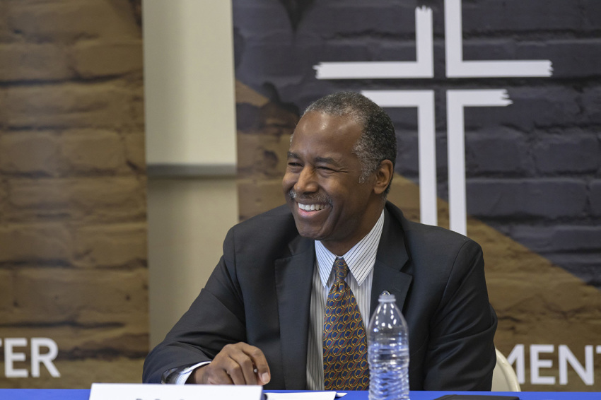 HUD Secretary Dr. Ben. Carson visits faith-based homelessness service providers in Detroit, Michigan, on Aug. 17, 2020.
