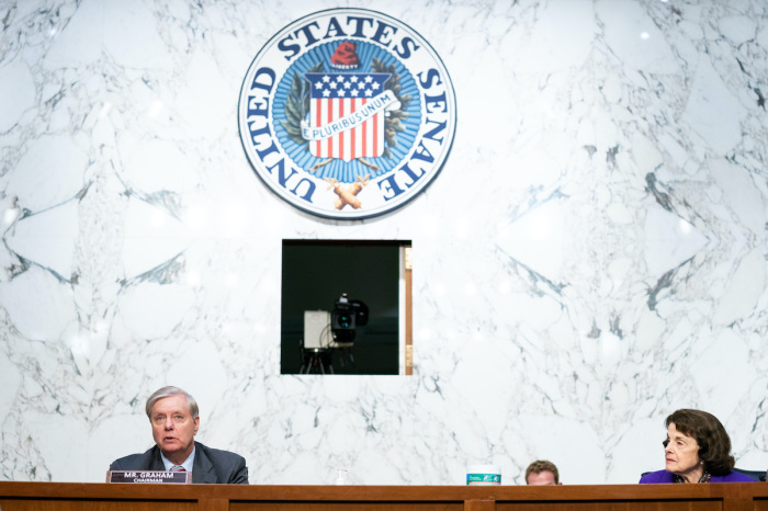 Senator Lindsey Graham, R-S.C., speaks during the fourth day of Senate Judiciary Committee on the confirmation hearing for Supreme Court nominee Amy Coney Barrett, on Capitol Hill October 15, 2020 in Washington, DC. With less than a month until the presidential election, President Donald Trump tapped Amy Coney Barrett to be his third Supreme Court nominee in just four years. If confirmed, Barrett would replace the late Associate Justice Ruth Bader Ginsburg. 
