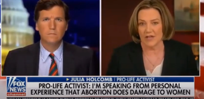 Pro-life activist Julia Holcomb recounts her late-term abortion that she had when she was in a relationship with rock star Steven Tyler during an appearance on Tucker Carlson Tonight, Oct. 16, 2020.