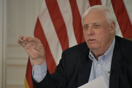 West Virginia Governor Jim Justice speaks at a press conference on Monday October 19, 2020.