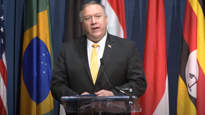 Secretary of State Mike Pompeo speaks at the virtual signing ceremony for the Geneva Consensus Declaration on Oct. 22, 2020.