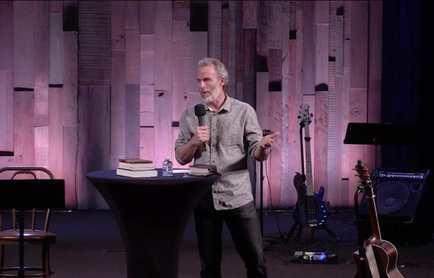 Pastor Mike McClure of Calvary Chapel San Jose speaks to his congregation on Sunday, Nov. 1, 2020, during an in-person service. 