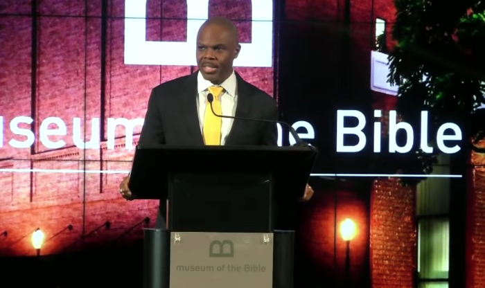 Pastor James Ward speaks at a pre-election prayer event at the Museum of the Bible in Washington, D.C., Nov. 2, 2020.