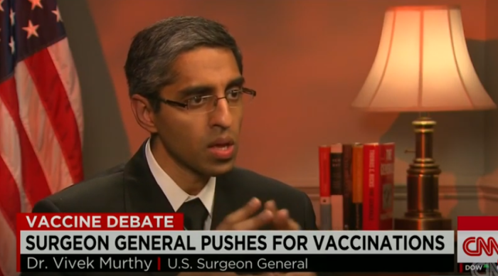 Then-Surgeon General Dr. Vivek Murthy speaks with CNN's Sanjay Gupta, Feb. 2015.