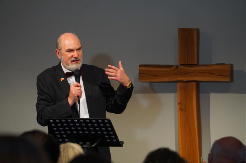 Thomas Schirrmacher speaks at "Mission Freedom," an event on human trafficking in Frankfurt, Germany.