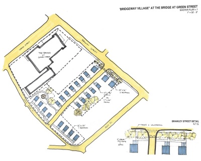 The layout for a planned tiny house village to be located adjacent The Bridge, a ministry overseen by First Baptist Spartanburg of Spartanburg, South Carolina. 