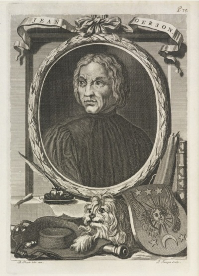 An eighteenth century image of Jean De Gerson (1363-1429), a French scholar and theologian involved in debates over who should control the papacy. 