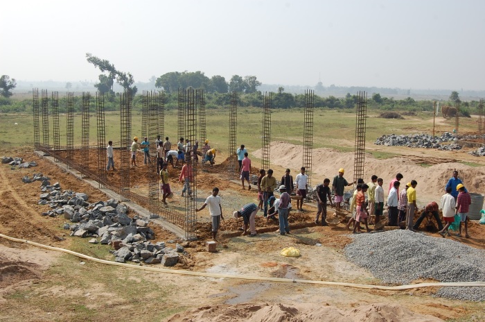 A church is being constructed at one of the global church sites planted with help from ICM.