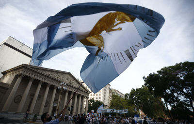 People demonstrate against abortion in Buenos Aires on December 28, 2020 as Argentina's Senate prepares to vote on a bill that would legalize the practice. - The bill, which aims to legalize voluntary abortions at up to 14 weeks, was passed by the Chamber of Deputies on December 11 and will be debated and voted on in the Senate on Tuesday.