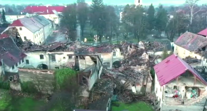 Drone footage captures the aftermath of an earthquake in Croatia on Dec. 29, 2020. 