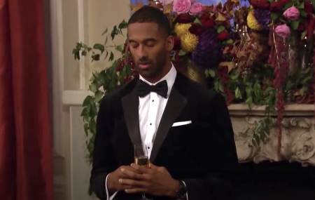 Matt James kicks off opening speech with a prayer on "The Bachelor," 2021.