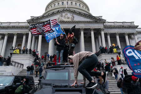Supporters of U.S. President Donald Trump protest outside the U.S. Capitol on January 6, 2021, in Washington, D.C. Demonstrators breached security and entered the Capitol as Congress debated the 2020 presidential election Electoral Vote Certification.
