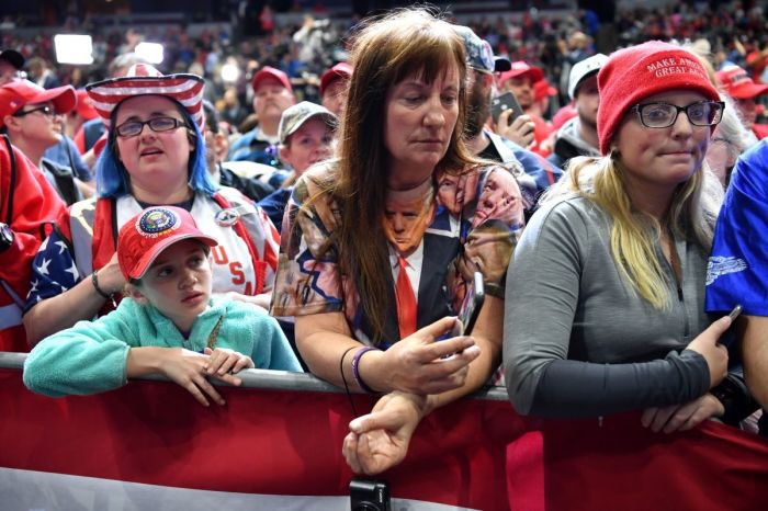 Supporters of US President Donald Trump attend a campaign rally in Grand Rapids, Michigan on March 28, 2019. 