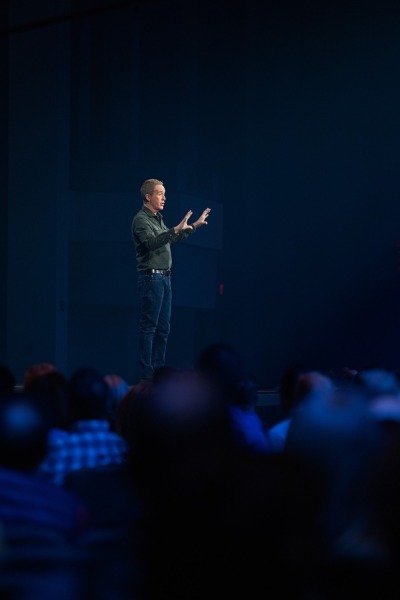 Andy Stanley speaks at North Point Community Church in Georgia, 2019.