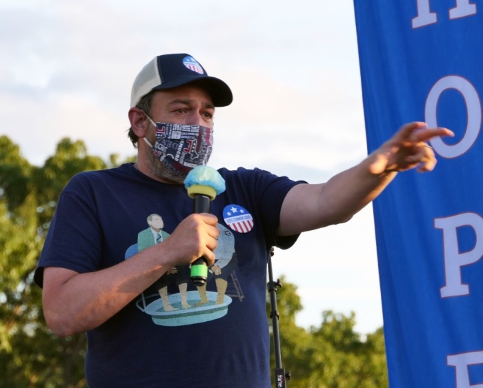 Pennsylvania resident Bill Werts speaks at a Vote Common Good rally during the 2020 election cycle. 