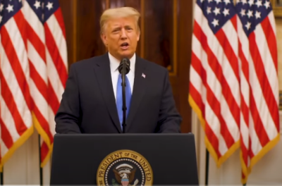 President Donald Trump gives a farewell speech ahead of his departure from office.