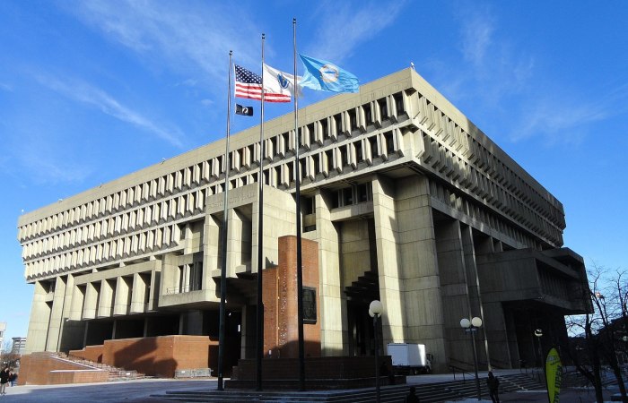 Boston City Hall in Boston, Massachusetts.