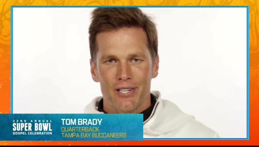 Super Bowl LV champion, Tom Brady, speaks during the 22nd Annual Super Bowl Gospel Celebration on Feb. 6, 2021.