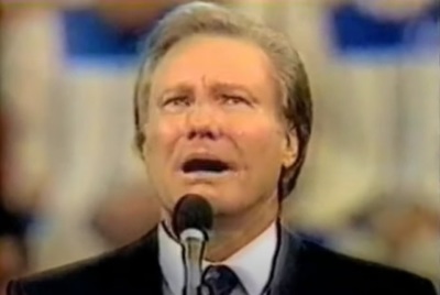 Prominent televangelist Jimmy Swaggart speaks during his famous 'I have sinned' confession in 1988. 