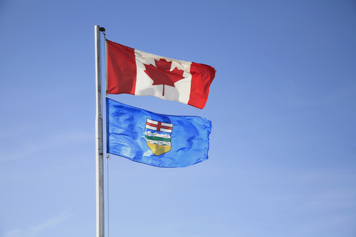 Canada and Alberta flags
