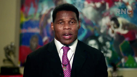 In this screenshot from the RNC’s livestream of the 2020 Republican National Convention, former NFL athlete Herschel Walker addresses the virtual convention on August 24, 2020. 
