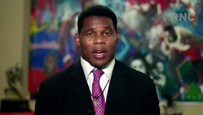 In this screenshot from the RNC’s livestream of the 2020 Republican National Convention, former NFL athlete Herschel Walker addresses the virtual convention on August 24, 2020. 