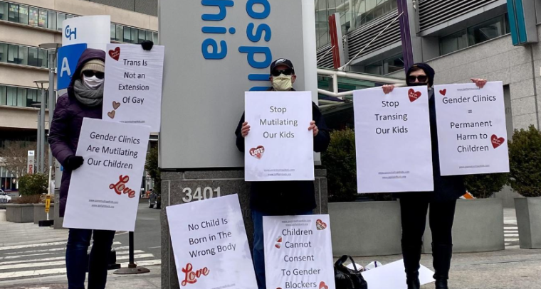 Gender clinic protesters 