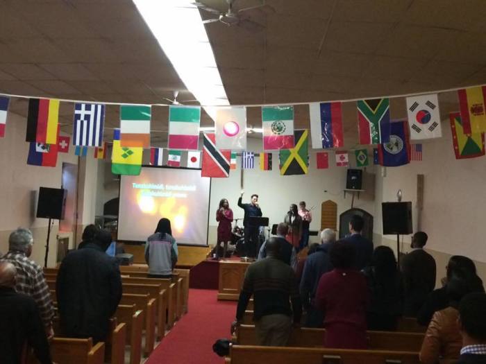 Worshipers at Mosaic Baptist Church in Brooklyn, NY.