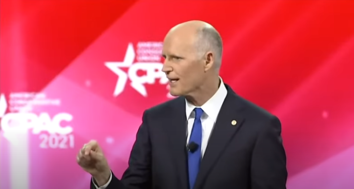Sen. Rick Scott, R-Fla., speaks at the 2021 Conservative Political Action Conference in Orlando, Florida, Feb. 26, 2021.