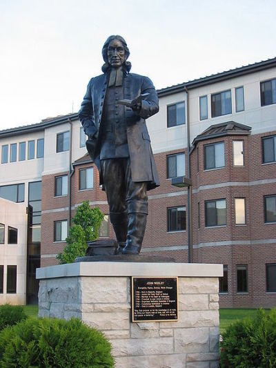 John Wesley statue at Indiana Wesleyan University