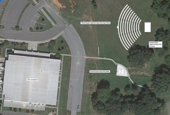 The proposed site of the new amphitheater on the campus of City Church in Gastonia, North Carolina.