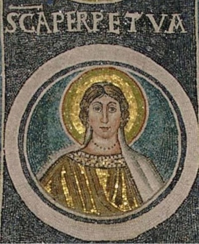A mosaic image of Saint Perpetua (circa 182-203)