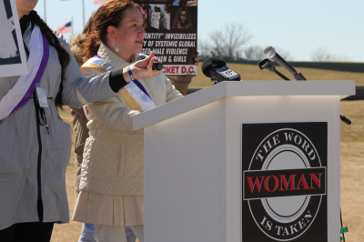 Kara Dansky addresses the Women Picket-DC event in Washington, D.C., on March 8, 2021. 