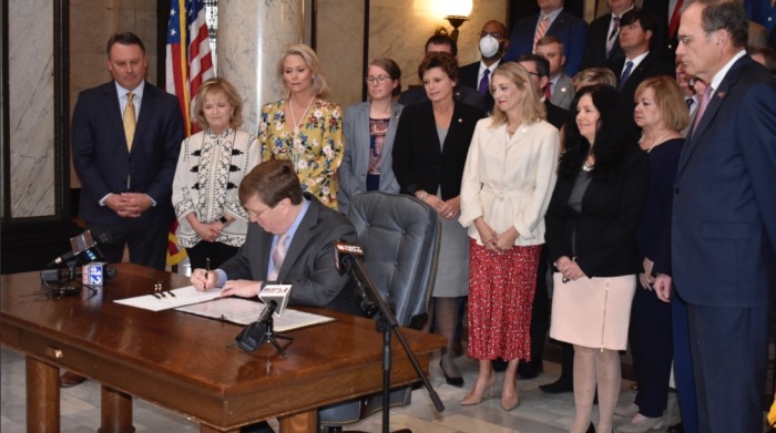 Mississippi Governor Tate Reeves signing the Mississippi Fairness Act into law on Thursday, Mar. 12, 2021. 
