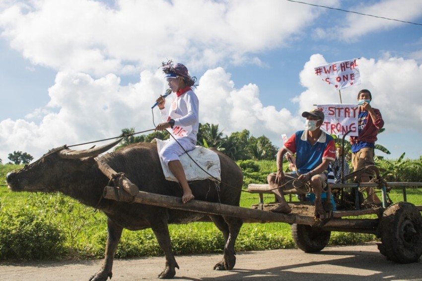 In the Philippines, a teenage boy rode a water buffalo with a karaoke machine blaring to spread joy and raise funds for COVID-19 patients.
