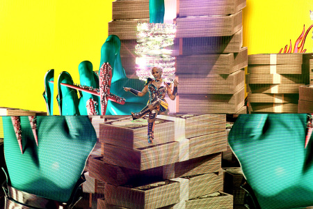 In this image released on March 14, Cardi B performs onstage during the 63rd Annual GRAMMY Awards at Los Angeles Convention Center in Los Angeles, California, and broadcast on March 14, 2021.