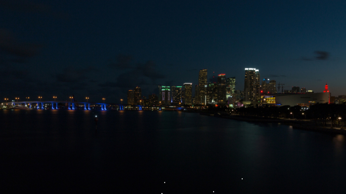 Miami’s cityscape at night. 