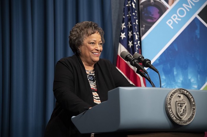 Kay Coles James speaks during a U.S. Department of Education Black History Month program held on Feb. 20, 2020.