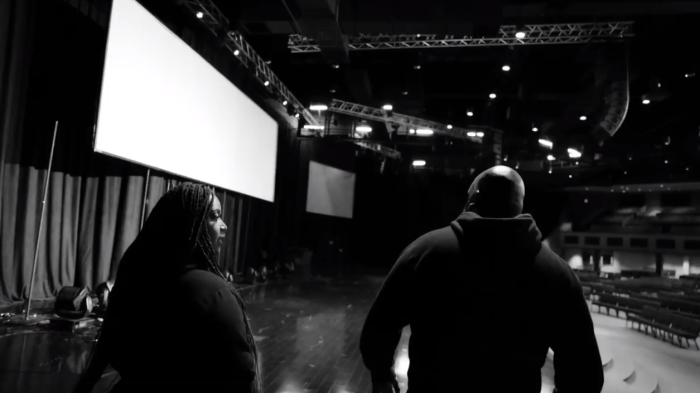 Pastor John Gray and his wife Aventer walk inside the future location of their Atlanta-area campus of Relentless Church in Powder Springs, Georgia. 