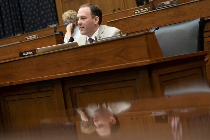 Representative Lee Zeldin, R-N.Y., right, speaks during a House Foreign Affairs Committee hearing on September 16, 2020, in Washington, D.C. The hearing is investigating the firing of State Department Inspector General Steve Linick. 