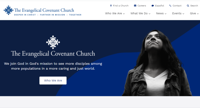 A screenshot of the Evangelical Covenant Church's website.