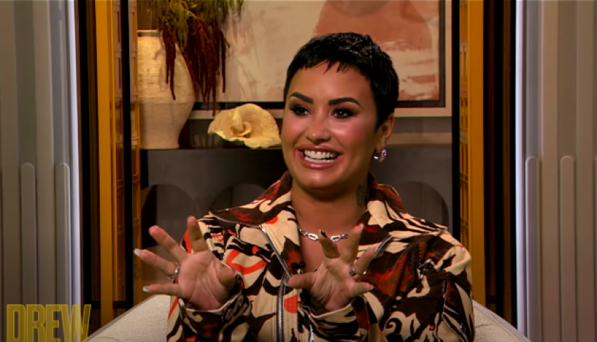 Demi Lovato speaks with Drew Barrymore on the "Drew Barrymore Show" on April 13, 2021.