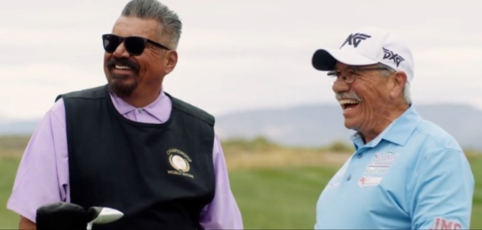 George Lopez (L) and Edward James Olmos (R) star in the 2021 film 'Walking With Herb.'