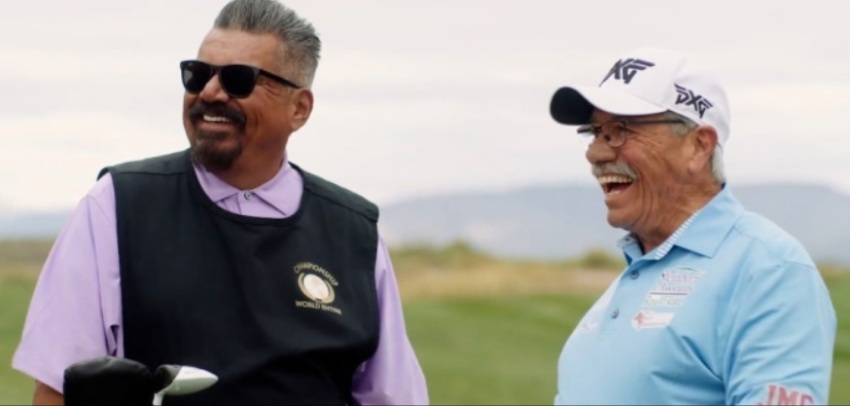 George Lopez (L) and Edward James Olmos (R) star in the 2021 film "Walking With Herb."