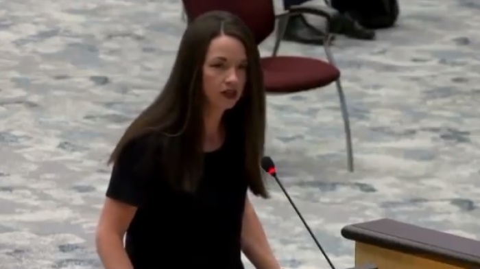 Courtney Ann Taylor, mother of three, petitions the Gwinnett County School Board to change the mask mandate during an April 15, 2021 school board meeting.