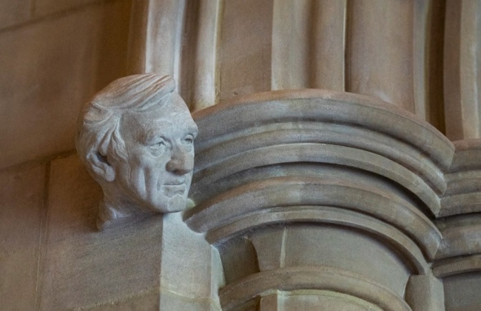 A sculpture of famed Jewish author and human rights activist Elie Wiesel, placed in Washington National Cathedral in Washington, D.C. 