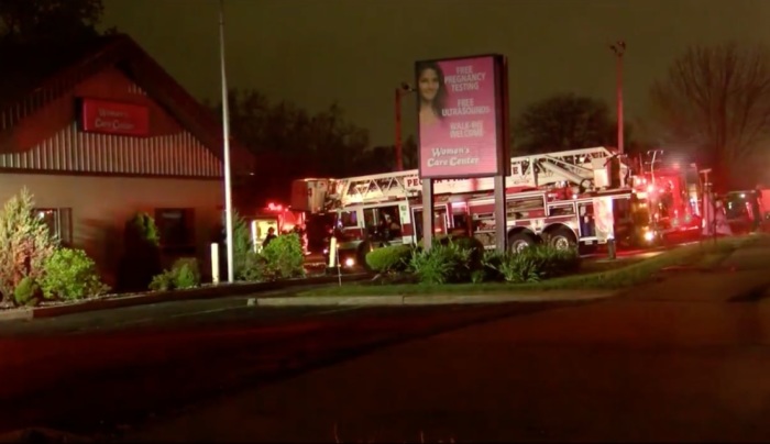 A pregnancy center in Peoria, Illinois, was burned in the early-morning hours of May 3, 2021. 