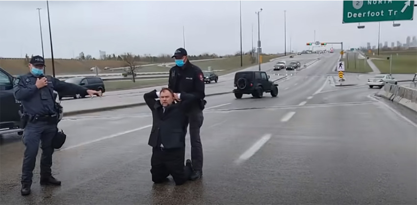 Pastor Artur Pawlowski and Dawid Pawlowski arrested after leaving a church service in Calgary Canada, on May 8, 2021.